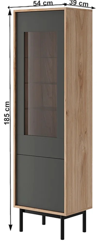 Vitrină, stejar jaskson hickory/grafit, BERGEN BWT54