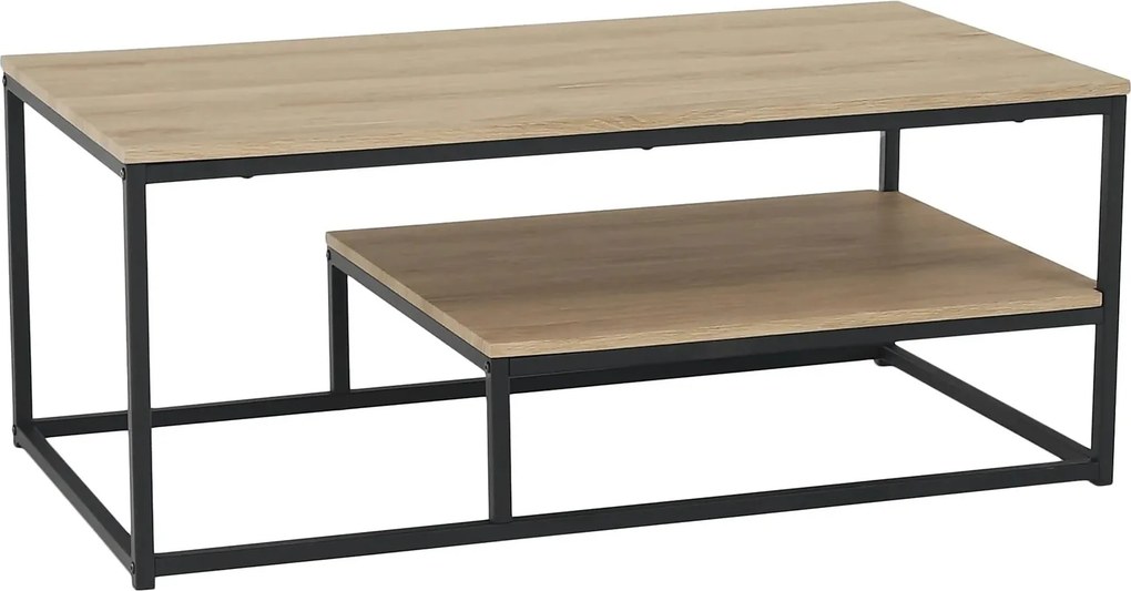 Masuta cafea LARON, stejar deschis/negru, 110x60x45 cm