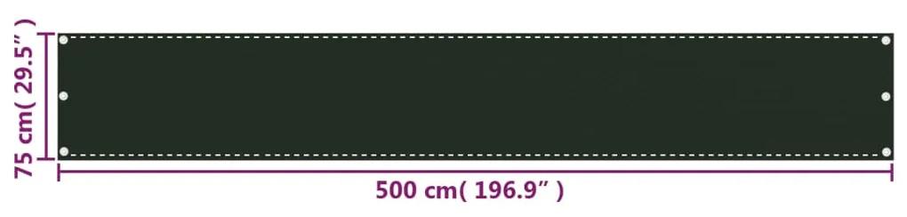 Paravan de balcon, verde inchis, 75x500 cm, HDPE Verde inchis, 75 x 500 cm