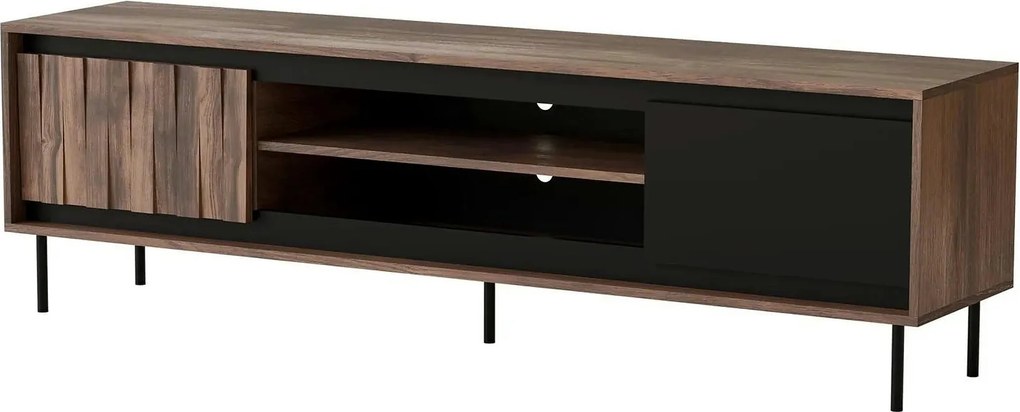 Comoda TV SWING RTV-1, nuc/negru, PAL laminat/metal, 180x40x53 cm