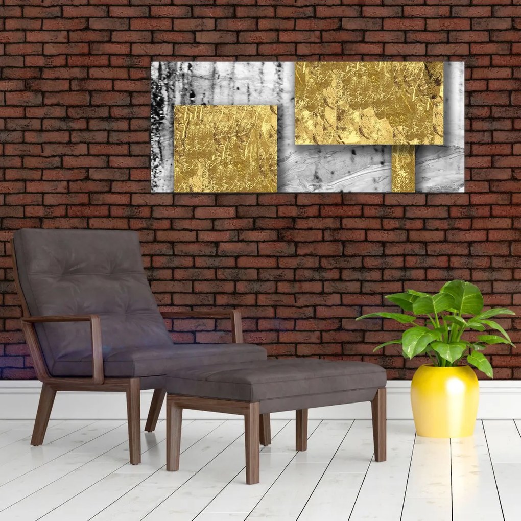 Tablou - Pătrate de aur N⁰3 (120x50 cm)