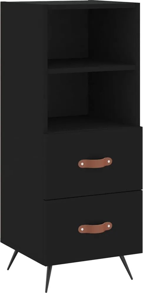 vidaXL Servantă, negru, 34,5x34x90 cm, lemn compozit