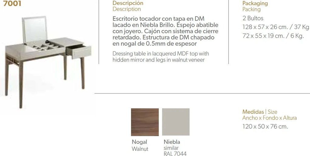 Masa machiaj eleganta design modern Platin AC-CP1709DK-NOGAL