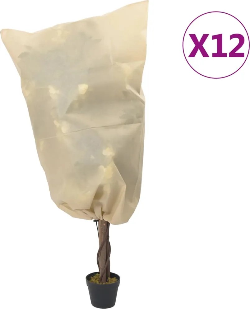 vidaXL Huse pentru plante din fleece cu șnur 12 buc. 70 g/m² 0,8x1,2 m