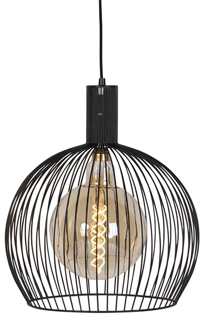 Lampă rotundă pendant de design neagră 40 cm - Dos