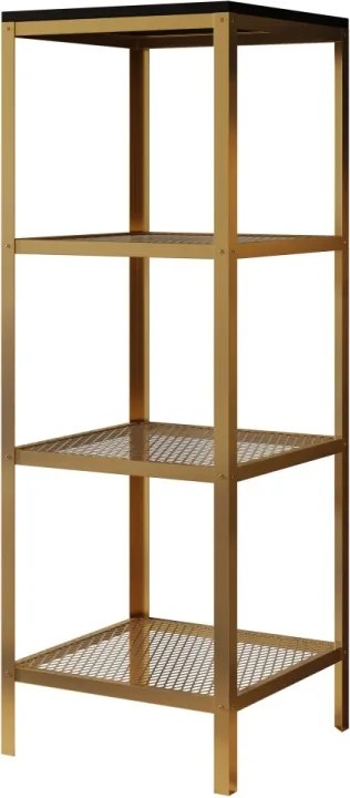 Raft metalic pentru carti, 40x113.4x40 cm, Reli, ADRK Furniture (Culoare: Auriu / Alb Mat)