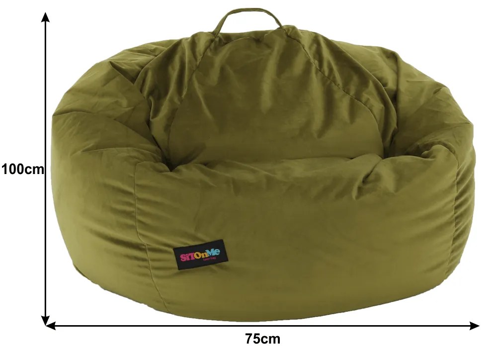 Fotoliu tip sac, material textil verde măsliniu, TRIKALO