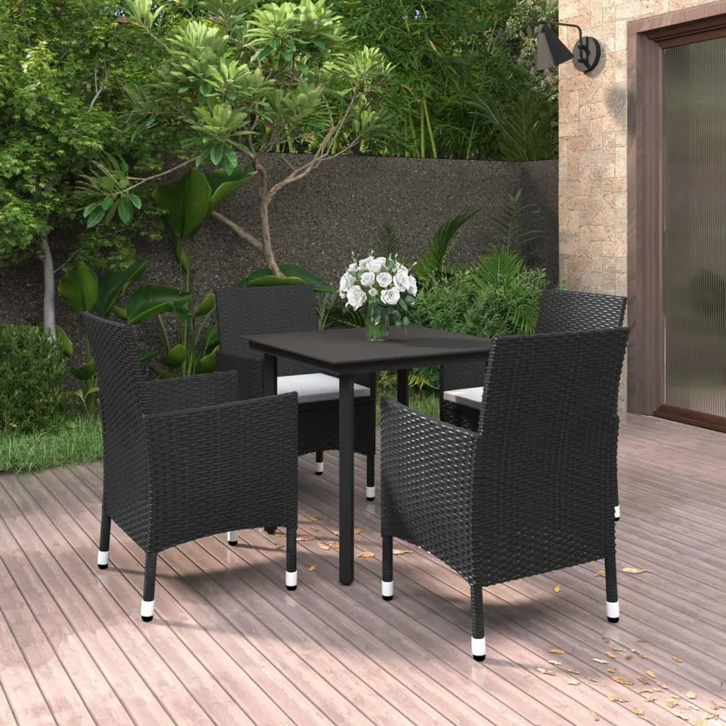 vidaXL Set mobilier de grădină cu perne 5 piese poliratan &amp; sticlă