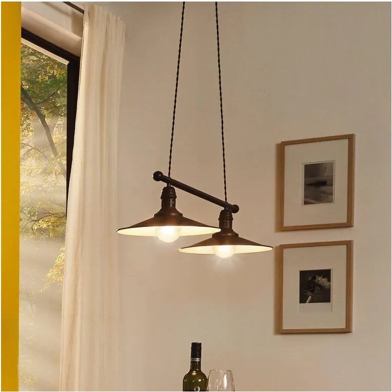 Eglo 49457 - Lustră suspendată pe cablu STOCKBURY, 2xE27/60W/230V