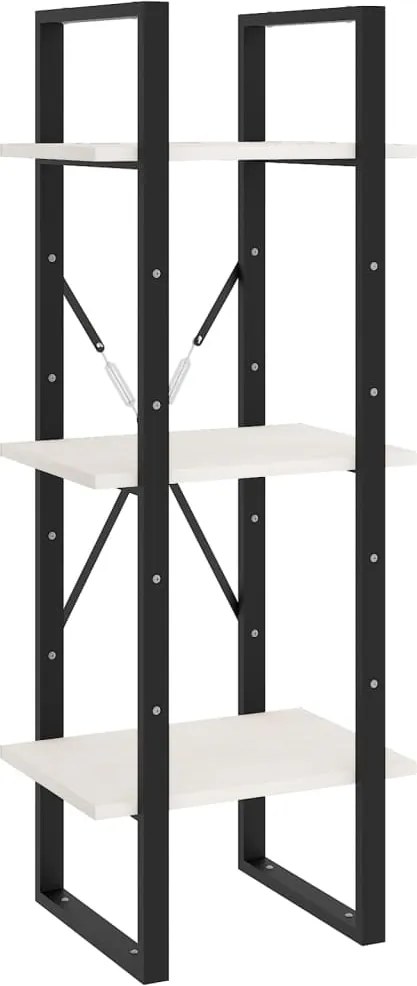 vidaXL Bibliotecă cu 3 rafturi, alb, 40x30x105 cm, lemn masiv de pin