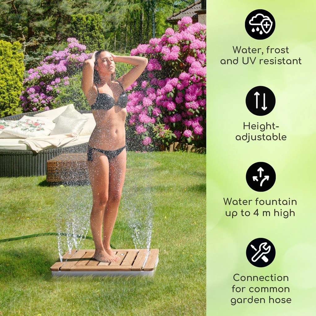 Sumatra Teak Square, duș de grădină, aluminiu, lemn de tec, mâner.