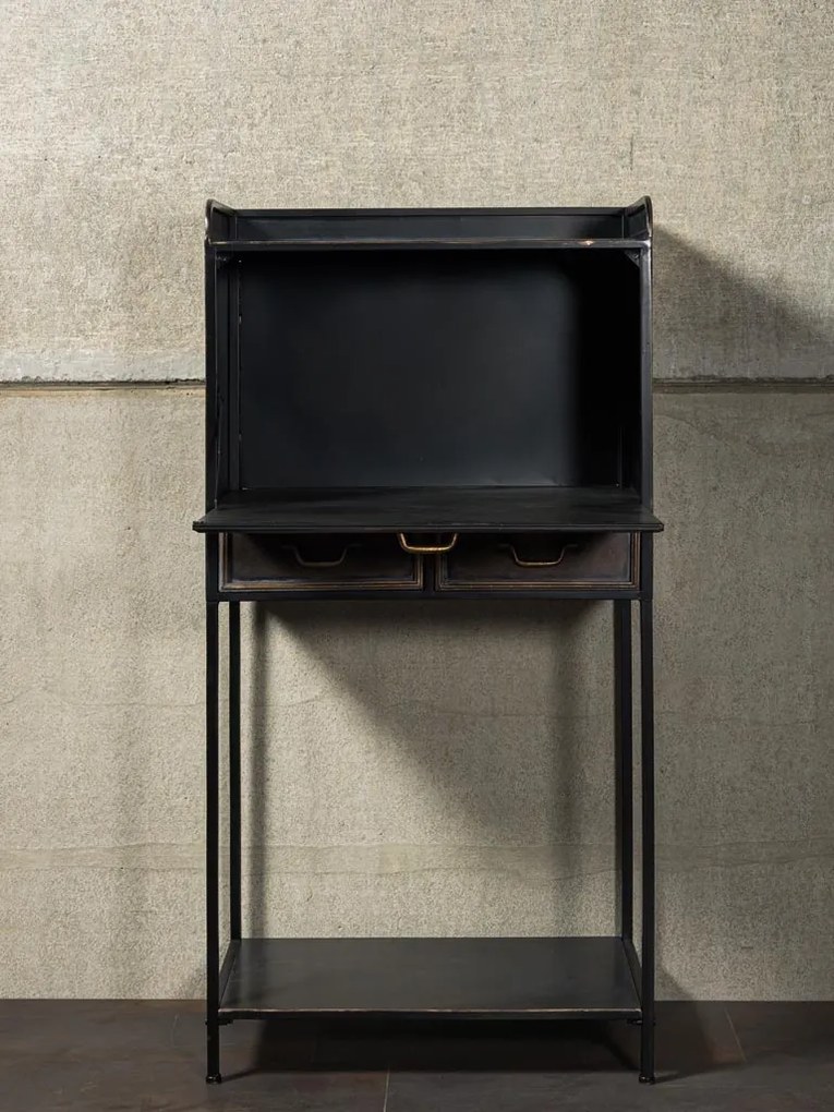 Bar din metal, cu 2 sertare și ușă rabatabilă, aspect vintage, Bonaparte