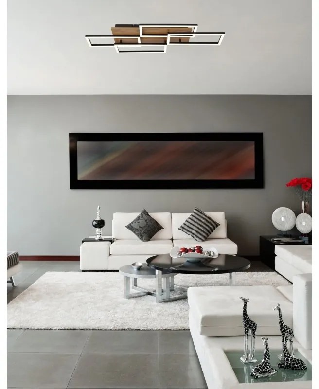 Plafoniera LED CCT cu telecomanda JEFFRY aspect lemn 67359-40 GL