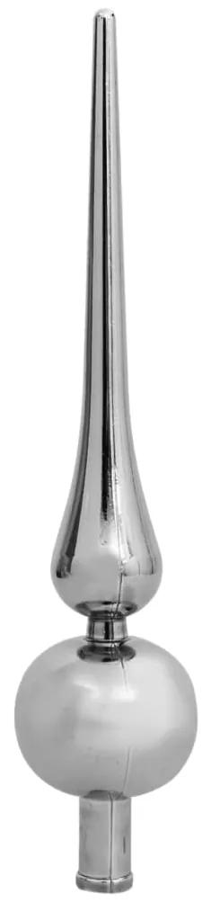 Brad de Craciun subtire cu LED-uri si globuri argintiu 120 cm 1, silver and grey, 120 cm