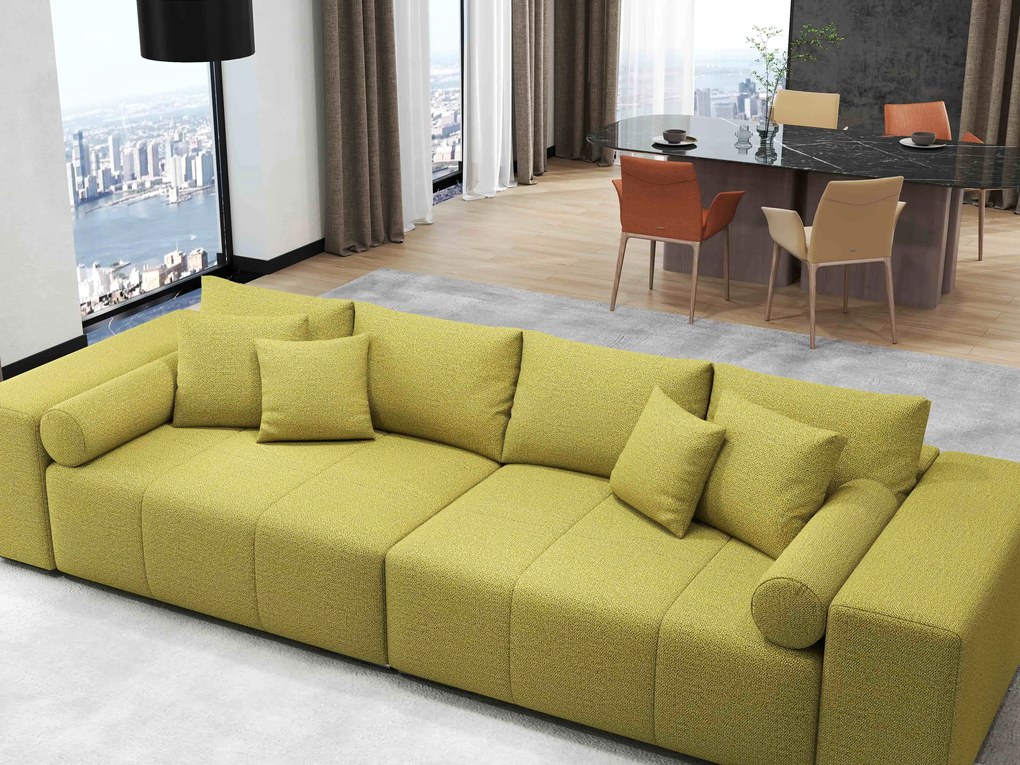 Canapea extensibilă dumonde cu ladă de depozitare si sezut confortabil din spuma high-density, Marbela Enjoy Green XXL 295x100 cm