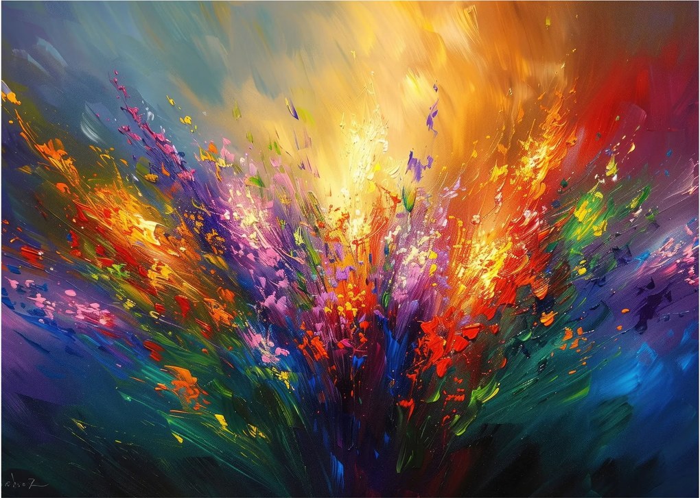 Tablou pe sticlă - Abstracție de flori (70x50 cm)