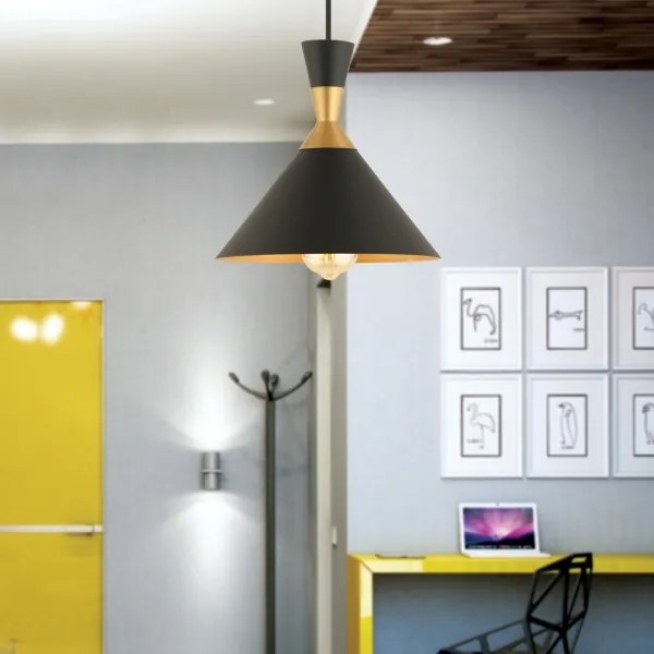 Pendul pe cablu MONZA 1xE27/40W/230V Ø 25 cm negru/auriu