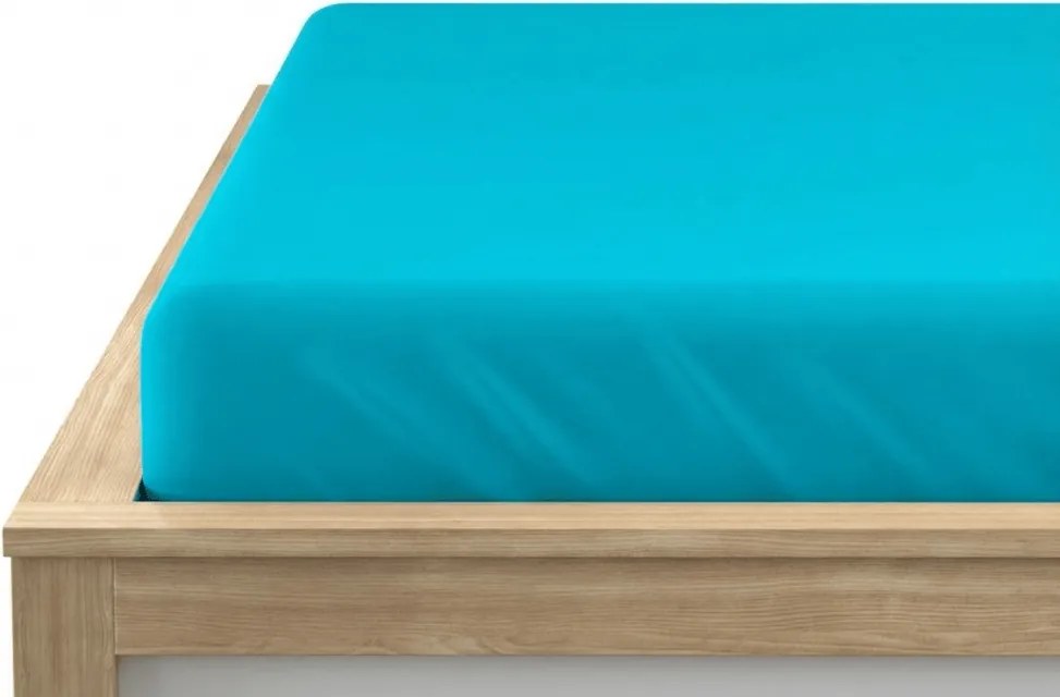 Cearsaf Jersey cu lycra turcoaz 90 x 200 cm