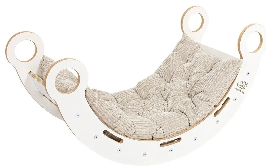 Leagăn alb-bej din lemn de pin 39x75x38 cm Montessori – Meowbaby