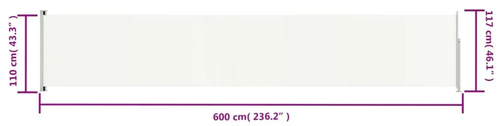 Copertina laterala retractabila de terasa, crem, 117x600 cm Crem, 117 x 600 cm