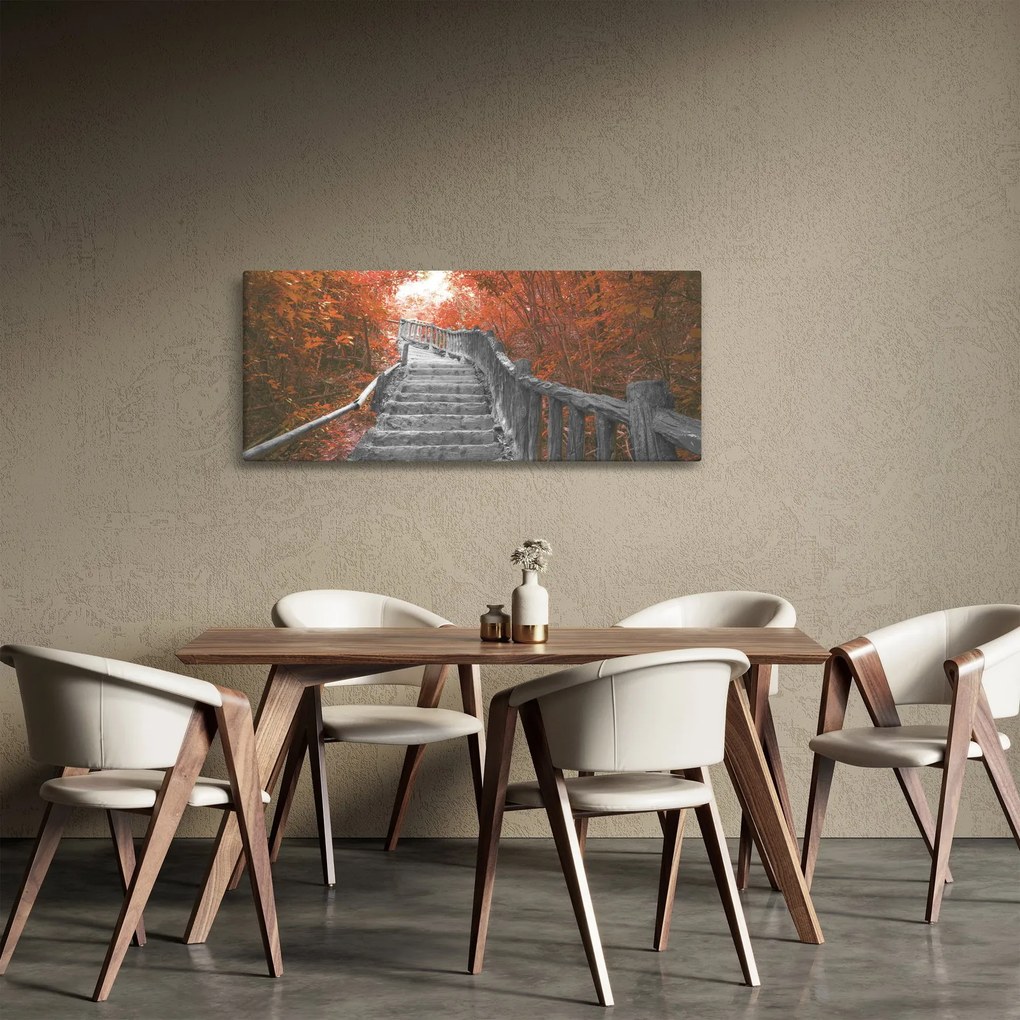 Tablou - Scări în natură, portocaliu (120x50 cm)