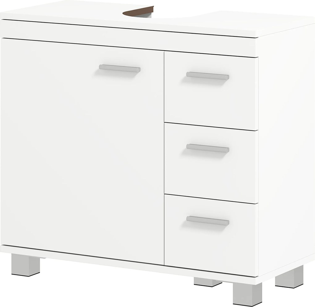 HOMCOM Dulap sub lavoar, 2 rafturi, 3 sertare, structură MDF, Alb | Aosom Romania