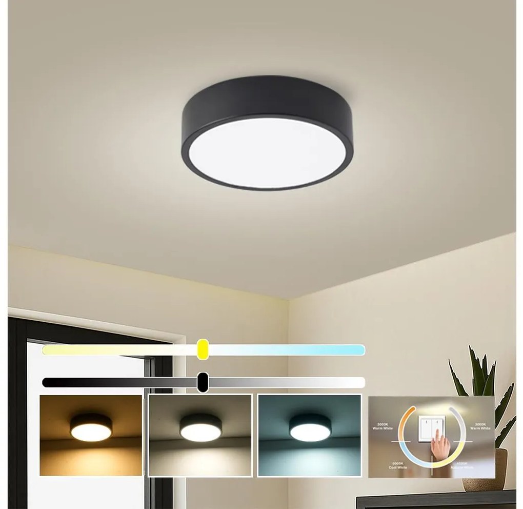 Brilagi - Plafonieră LED POOL LED/18W/230V 3000/4500/6000K Ø 20 cm neagră