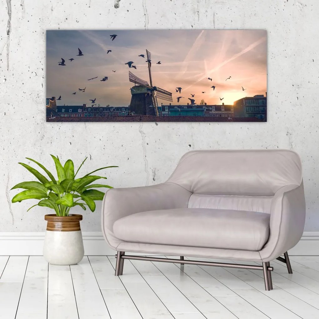 Tablou cu moară de vânt (120x50 cm)