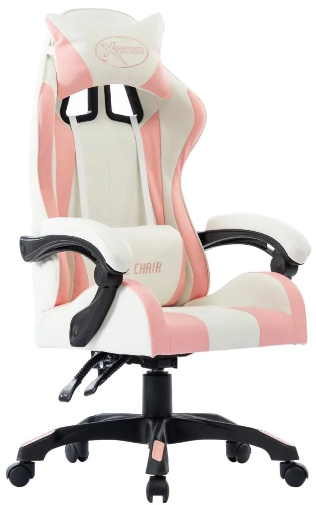 vidaXL Scaun de racing, roz, piele ecologică