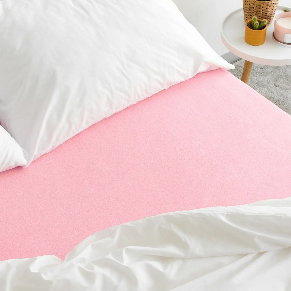 Goldea cearceafuri de pat din terry cu elastic - roz 120 x 200 cm