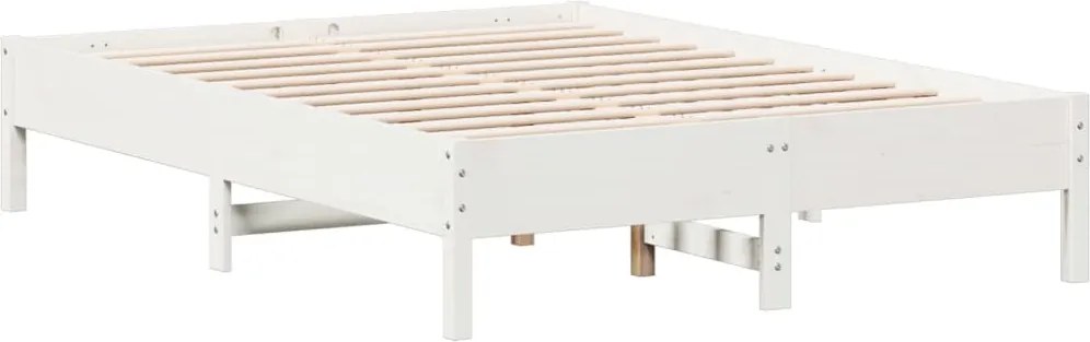 vidaXL Cadru de pat fără saltea, alb, 140x190 cm, lemn masiv de pin