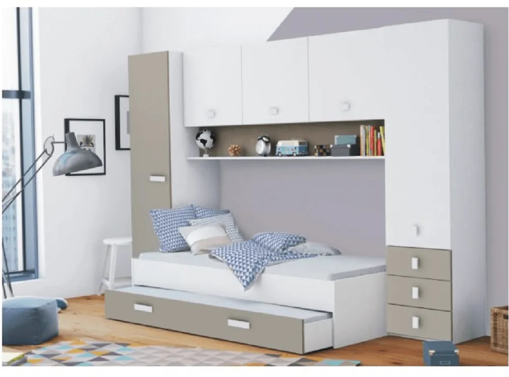 Ansamblu, alb/gri-maro taupe, TIDY