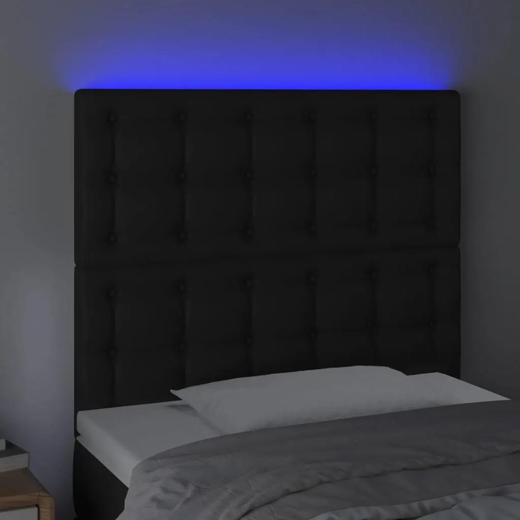 Tablie de pat cu LED, negru, 100x5x118 128 cm, piele ecologica 1, Negru, 100 x 5 x 118 128 cm