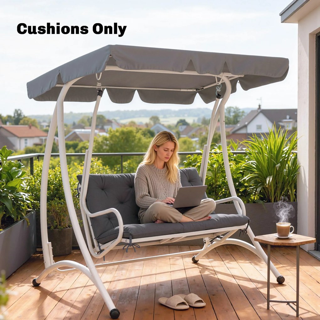 Outsunny Pernă de Grădină Modernă pentru Ședere în Exterior cu 6 Curele, Pernă Căptușită din Bumbac și Poliester, pentru Canapele Balanțe Bănci, 100x98x8 cm, Gri Închis | Aosom Romania