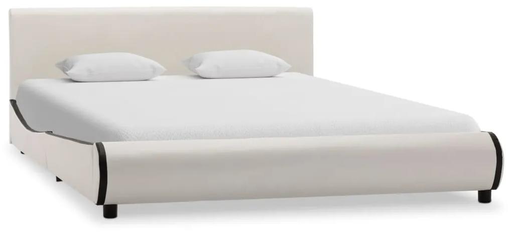 284993 vidaXL Cadru de pat, alb, 140 x 200 cm, piele ecologică