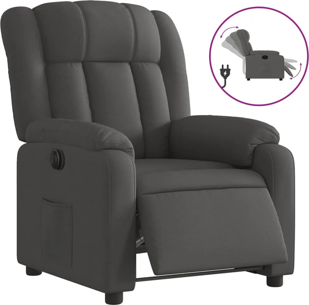 vidaXL Fotoliu rabatabil electric, gri închis, material textil