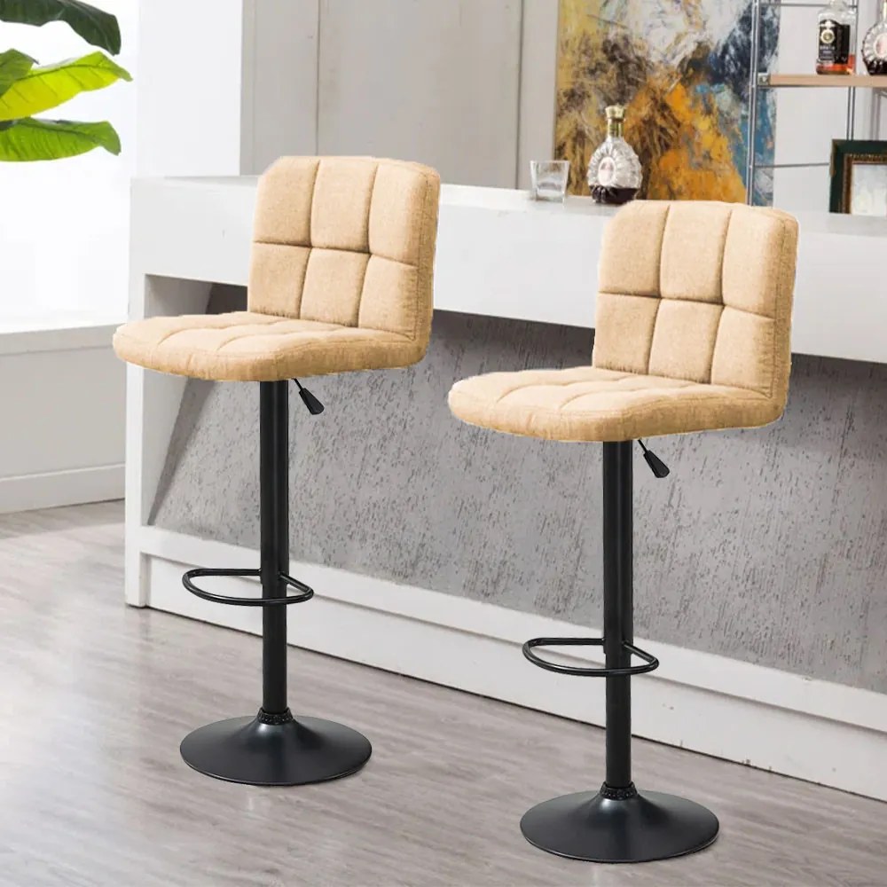 Scaune de bar tapitate 2 buc, bej