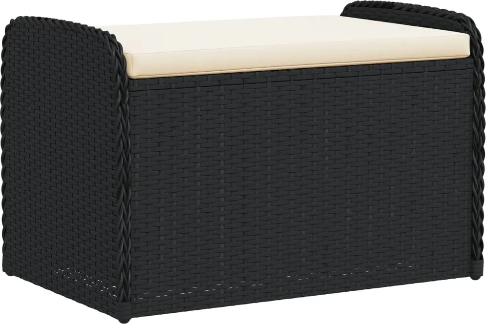 vidaXL Bancă de depozitare cu pernă, negru, 80x51x52 cm, poliratan