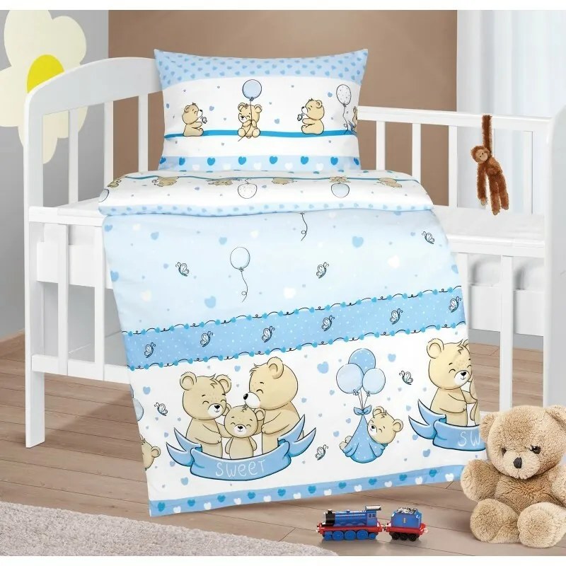 Bellatex Lenjerie de pat din bumbac Agata Bearalbastru, 90 x 135 cm, 45 x 60 cm