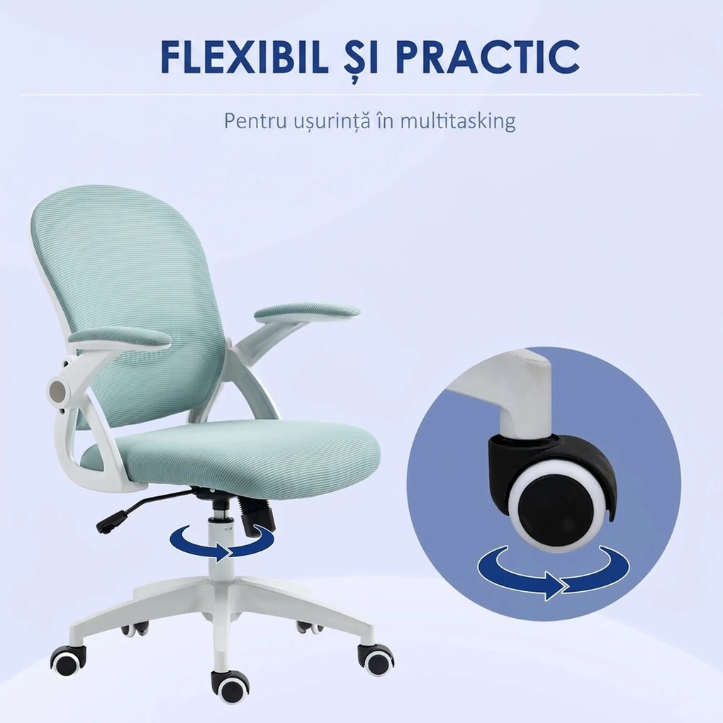 Vinsetto Scaun Birou Ergonomic Albastru Dimensiuni Variabile Suport Lombar Integrat | Aosom Romania