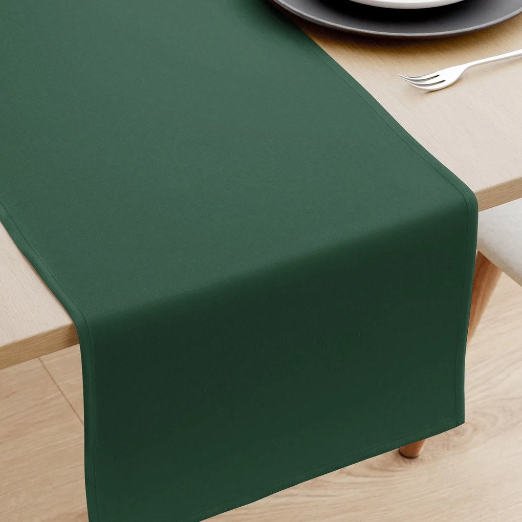 Goldea napron de masă 100% bumbac - verde închis 20x140 cm