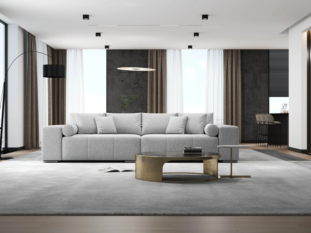 Canapea extensibilă dumonde cu ladă de depozitare si sezut confortabil din spuma high-density, Marbela Enjoy Grey XXL 295x100 cm