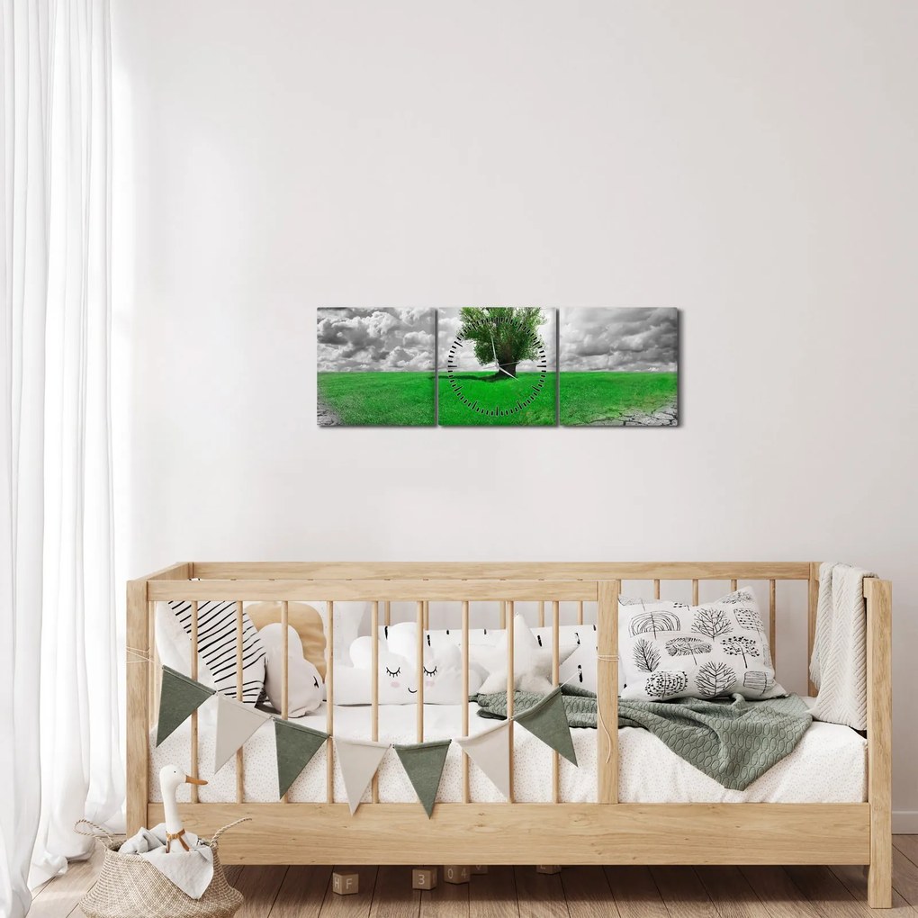 Tablou - O bucată de natură în oraș (cu ceas) (90x30 cm)