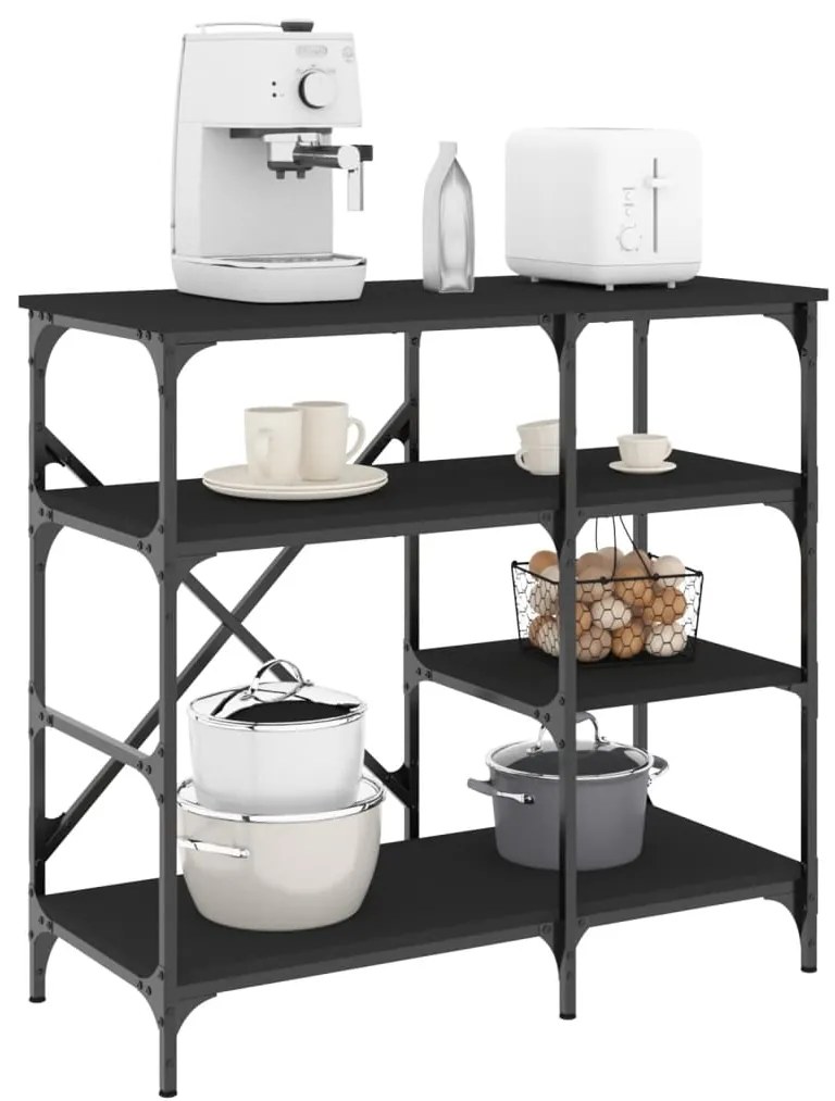 vidaXL Raft pentru brutărie negru 90x40x84 cm lemn și metal prelucrat