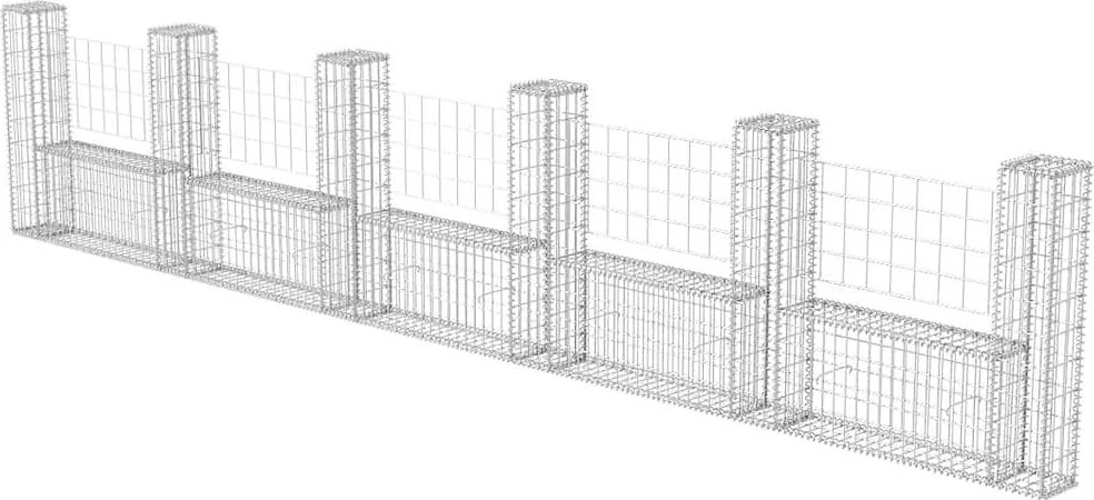 vidaXL Coș gabion în formă de U, 570 x 20 x 100 cm, oțel galvanizat
