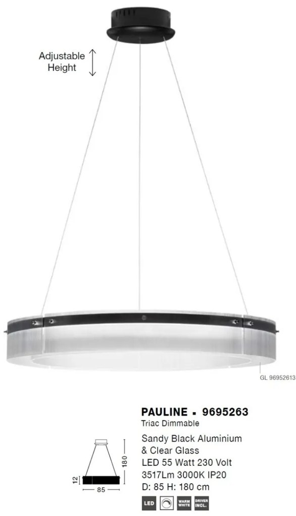 Lustra LED suspendata design circular PAULINE D-85cm