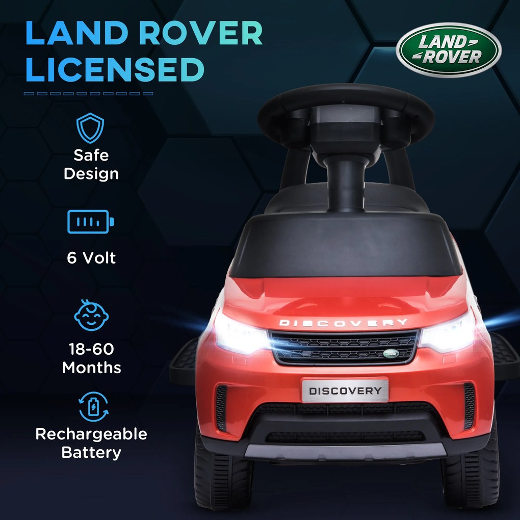 AIYAPLAY Mașinuță Electrică pentru Copii 18 Luni-5 Ani cu Licență Land Rover cu Muzică, USB și MP, 65x43x40 cm, Roșu | Aosom Romania