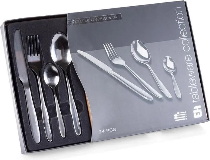 decoDoma Set tacâmuri din oțel inoxidabil BLACK 24 buc
