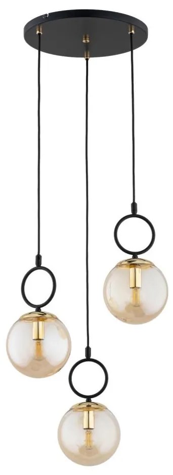 Lustră pe cablu LISTER 3xE14/10W/230V negru/bej fumuriu