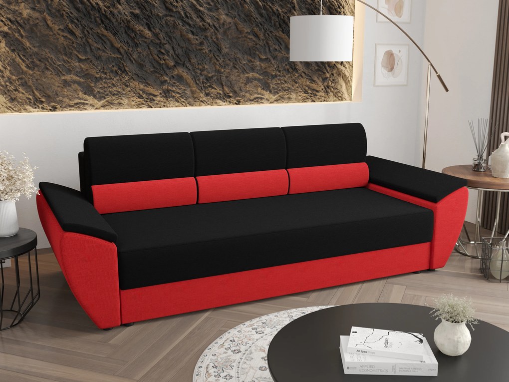 Canapea trei locuri Radiant Bis (Negru + Roșu). 1056840